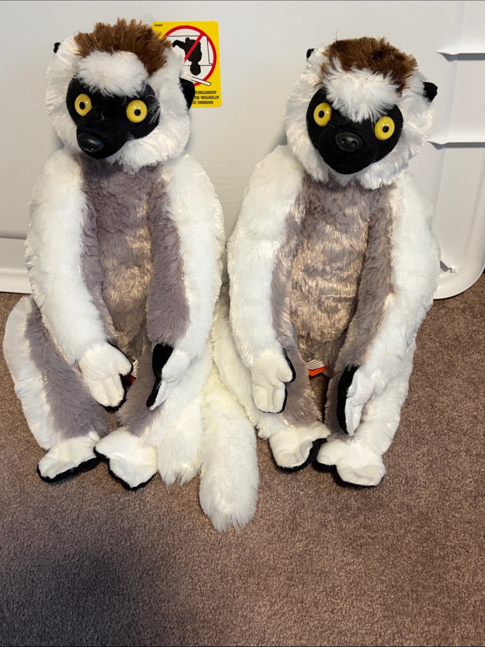 Stuffed sifaka Lemur Plush Toy - White & Gray